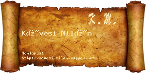 Kövesi Milán névjegykártya