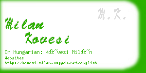 milan kovesi business card